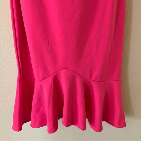 Pinkblush Fuchsia Pink Off Shoulder Maternity Ruffle Trim Mini Dress - Picture 7 of 11